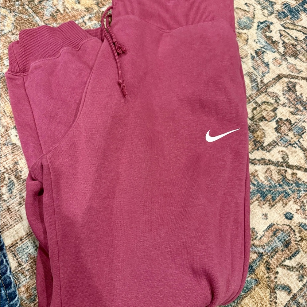 Nike Burgundy Joggers with White embroidered Swoosh